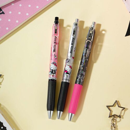 三丽鸥正版授权Hello Kitty可爱按动中性笔3支装学生办公炭黑笔萌