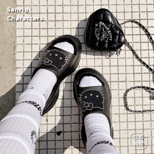 三丽鸥正版 一字拖女夏外穿增高防滑百搭可爱萌 授权凯蒂猫厚底拖鞋