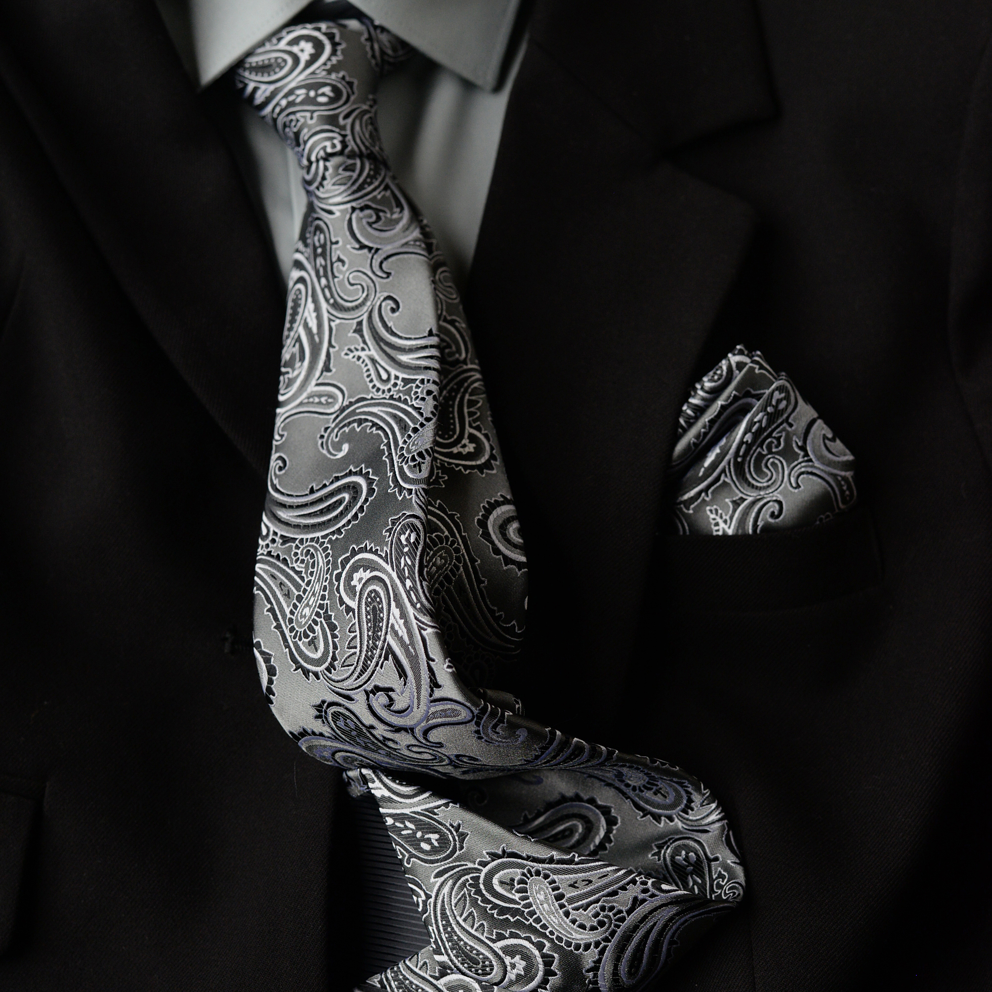 商务正装领带男士花纹高级感提花手打结潮流搭配英伦复古口袋巾配