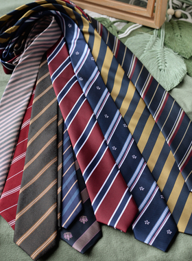 条纹领带学院风色织休闲温婉风百搭黑jk制服衬衫女男文艺复古暗纹