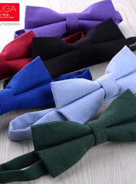 高品质棉麻呢英伦复古领结结婚新郎伴郎西装黑色领结学院风蝴蝶结