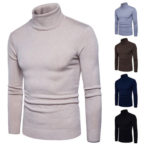 男高领套头毛衣Men Winter Turtleneck Pullover Thermal Sweater