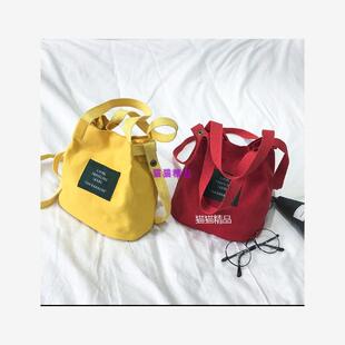 Vintage canvas bag shoulder bag handbag bucket bag student包