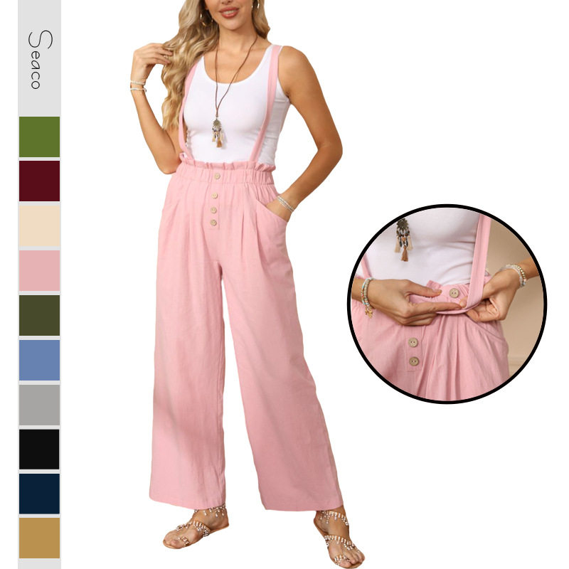 Women's overalls casual pants straight-leg elasticated pants