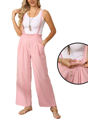 Women's overalls casual pants straight-leg elasticated pants