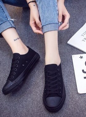 Students of 2018 low-top all-black canvas shoes for women, a
