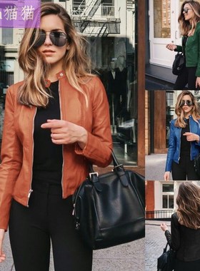 2020 autumn women coat fashion PU leather suit 女西装PU外套