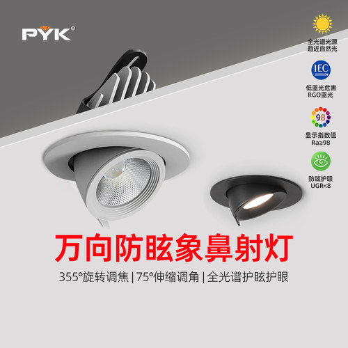 PYK象鼻灯嵌入式射灯走廊过道小山丘洗墙灯客厅调角度伸缩天花灯
