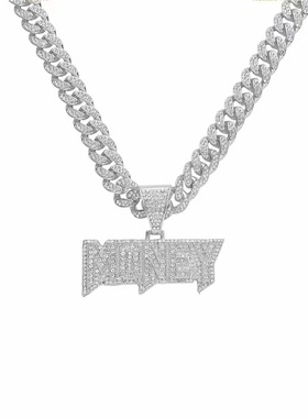 满钻锌合金新款美式镶钻古巴链