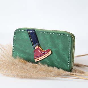 子拼布設計原创設計 手工真皮拉链长夹可爱鞋 一步一步系列