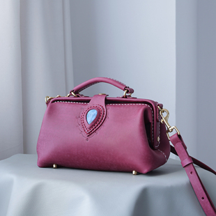 手提口金包 医生包斜挎包 紫色 ｜复古横版 天使之眼