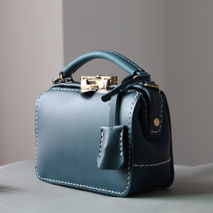 杜勒斯手工定制口金包女士医生包真皮斜挎包手提小方包 切線派