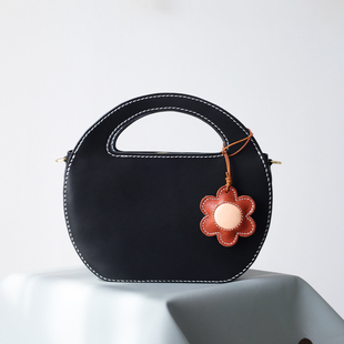 圆弧形手提包创意真皮斜挎包手工复古小众女包送礼