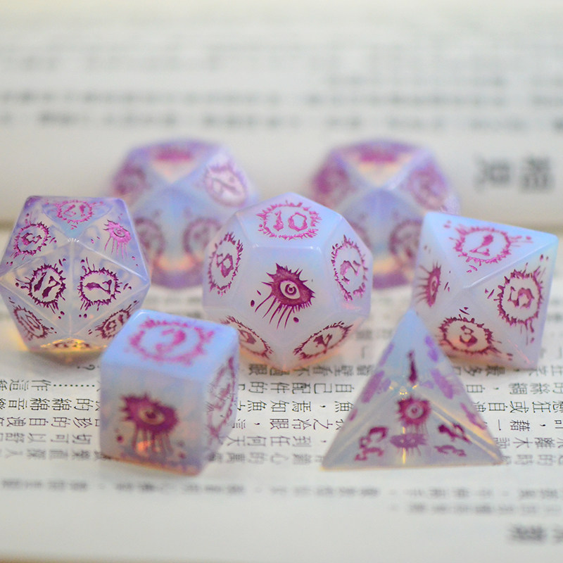 蛋白石coc跑团骰子克苏鲁周边20面宝石dnd龙与地下城trpg桌游定制