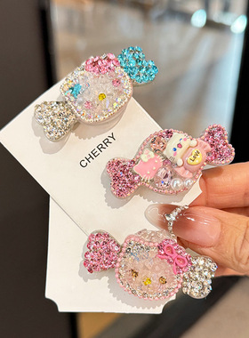 可爱hellokitty满钻发夹女刘海碎发整理夹子头饰边夹少女kt鸭嘴夹