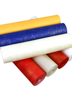 彩色鎏金长卷宣纸半生半熟蓝色万年红毛笔字创作书法国画作品用纸