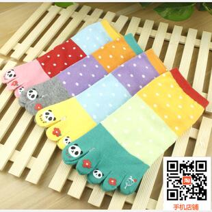 日本纯棉五指袜女 短筒可爱五趾袜 全棉分趾袜拇指袜满6双包邮