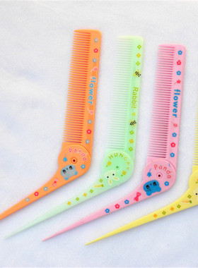 儿童便携式折叠塑料小梳子可爱卡通分缝分发梳尖尾梳防静电女酒店