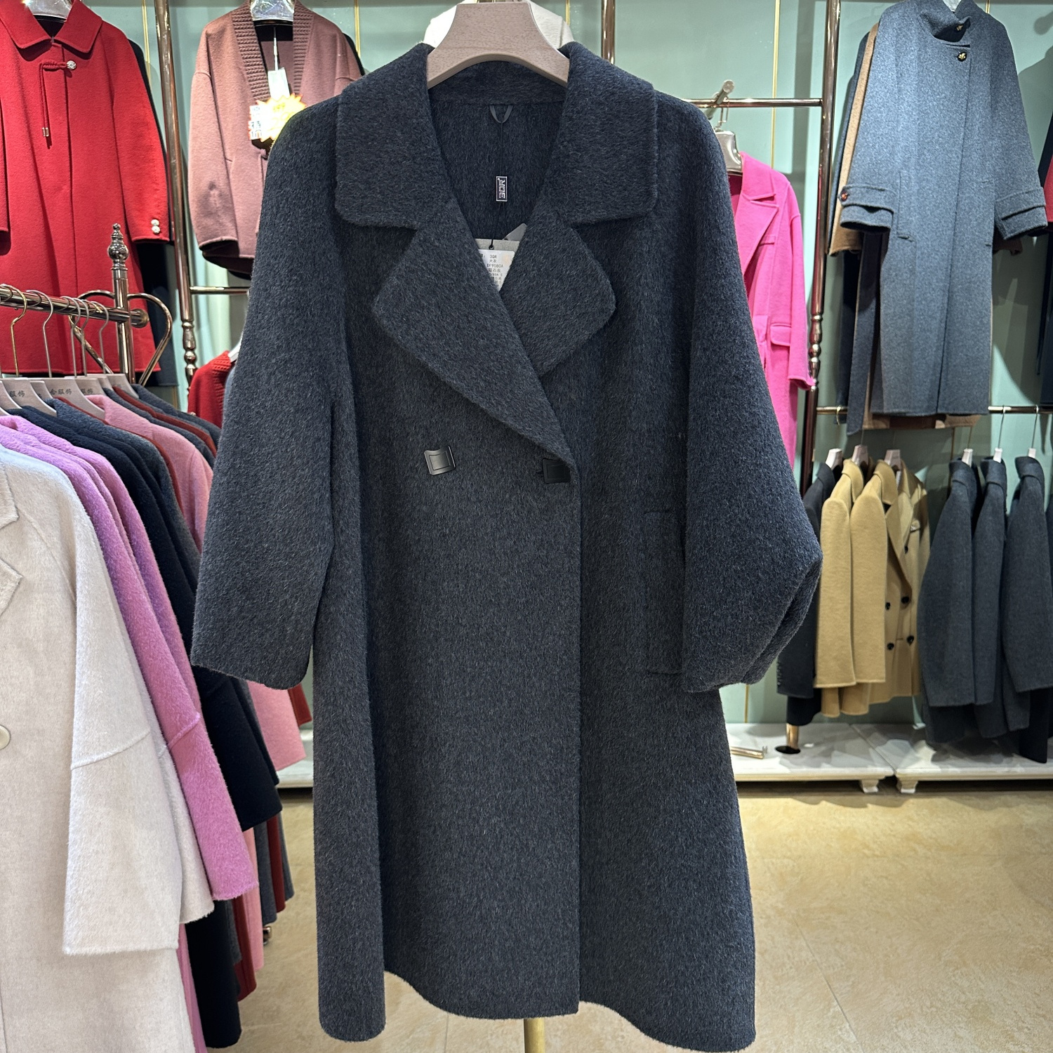 3QR双面羊绒大衣女2025秋冬新款休闲时尚中长款羊毛外套DF9580A