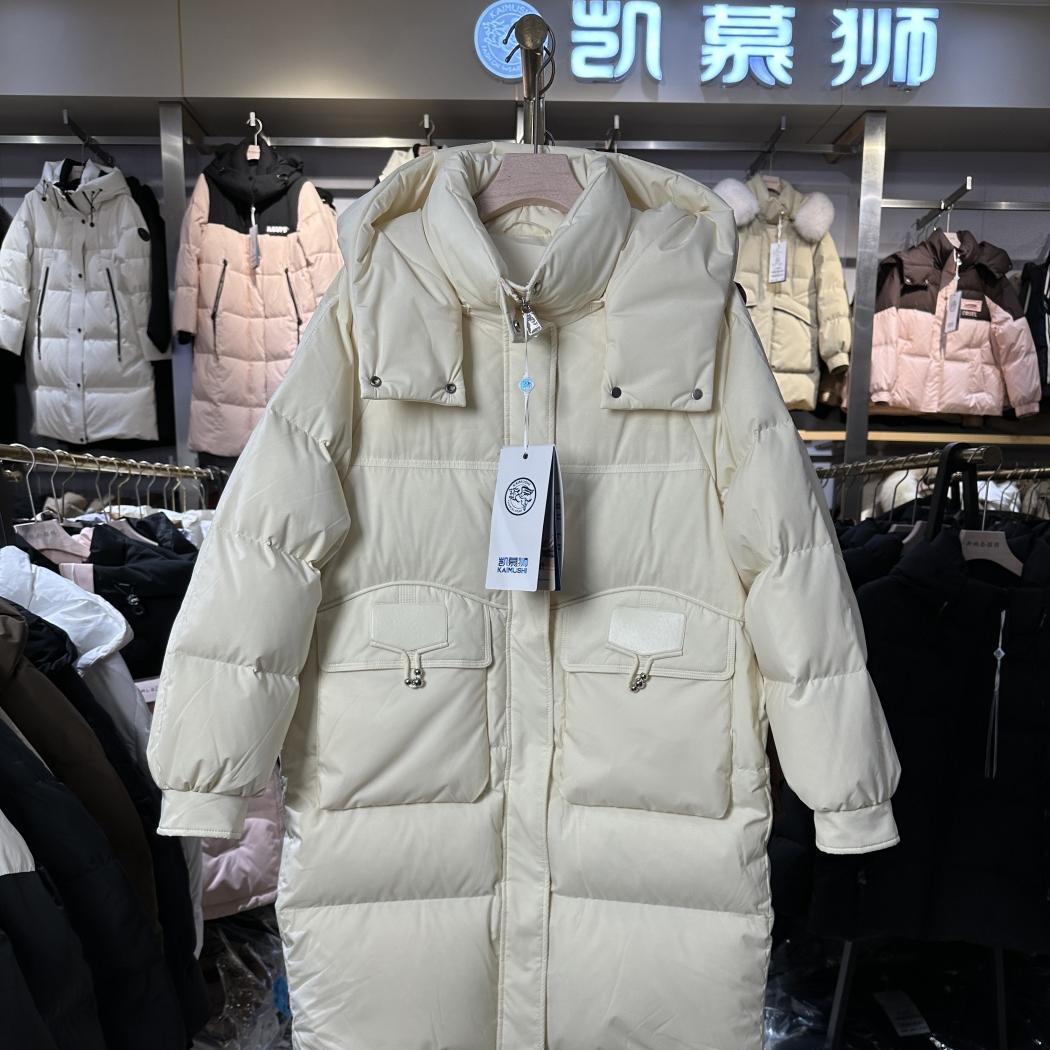 凯慕狮羽绒服2024冬季新款加厚长款女90白鸭绒时尚显瘦KMS164360