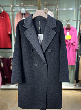 WJD25581双面羊绒大衣女中长款2025秋冬新款羊毛休闲毛呢外套