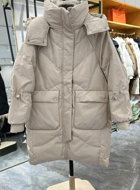 品牌专柜2024冬季新品羽绒服女M23246加厚中长款90白鸭绒时尚爱心