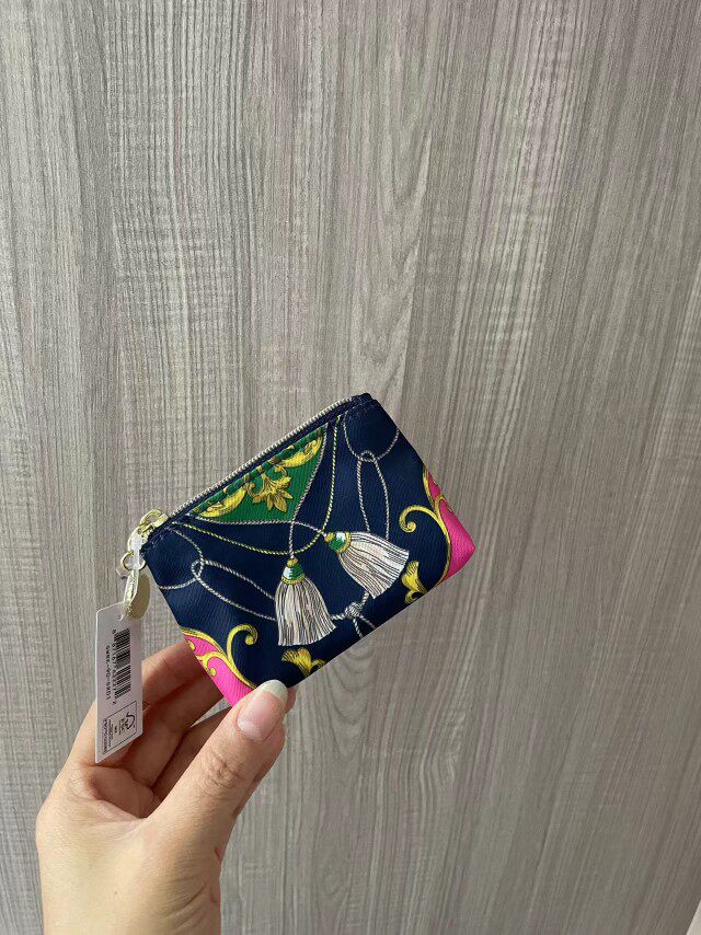 雅诗兰黛宝蓝色滑料气垫包零钱包化妆包口红包卡包