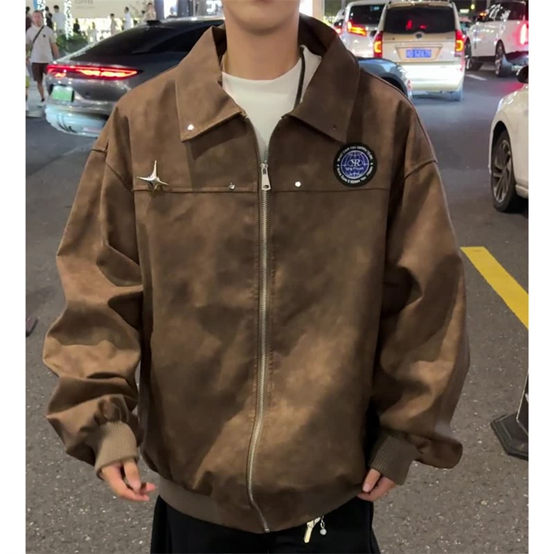休闲男装新品港风c冲锋衣多巴胺穿高档皮衣1404-2-7890-p85，男装夹克，星座1404-2