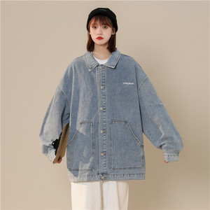 1404-2-S17-P75男女新款 休闲精品牛仔夹克衫 纯色款百搭外套H图片