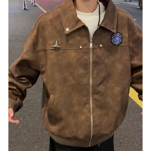 休闲男装新品港风c冲锋衣 多巴胺穿高档皮衣1404-2-7890-p85图片