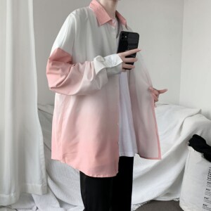 K1404-2-c26-P55-短袖50男女生衬衫新休闲情侣新款外套潮衬衣潮件图片