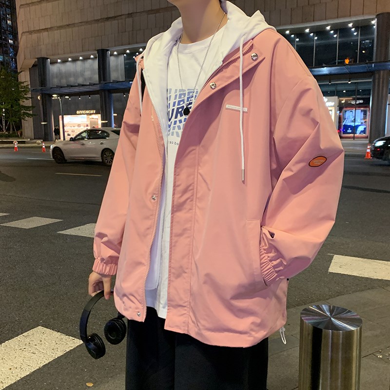 1404-2-S222-P60男女百搭新款假两件港风夹克男生款外套休闲大码，男装夹克，星座1404-2