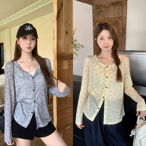 2026夏装新款胖mm大码女设计感轻薄印花图案长袖开衫上衣 A2069