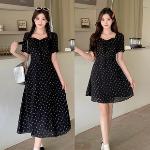 夏款胖mm大码女休闲优雅碎花长短款收腰显瘦连衣裙22121+22118