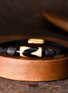 【无名】藏传牙黄虎牙天珠手绳男简约百搭玛瑙手链女文玩配饰手环