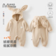 婴儿连体衣春秋保暖加绒宝宝连帽可爱摇粒绒哈衣爬服带帽外出爬服