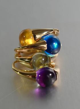 Natalia 925银 晶石耳圈 Topaz Hoops/黄水晶 紫水晶