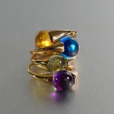 Natalia 925银 晶石耳圈 Topaz Hoops/黄水晶 紫水晶