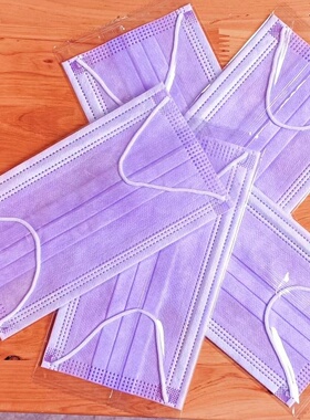 紫色独立包装加宽扁耳带加厚三层一次性口罩夏季美容防尘防晒加厚