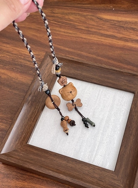 「平安熊」天然老桃木小熊包包挂件护身压惊本命年护身礼物壮胆