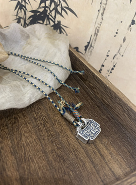 ［蝴蝶梦］原创国风项链999足银福锁蝴蝶吊坠锁骨链闺蜜项链红绳