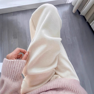 白色羊毛阔腿裤女2025新款直筒窄版休闲羊绒加绒秋冬糯米裤小个子