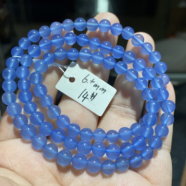 天然水晶玛瑙蓝色多圈圆珠手链