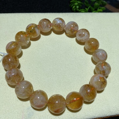 天然黄水晶蜂蜜奶盖手链女款单圈时尚百搭饰品礼物送女友闺蜜