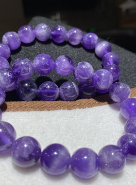 天然水晶紫水晶手链紫白色千层纹梦幻水晶手串时尚百搭男女同款