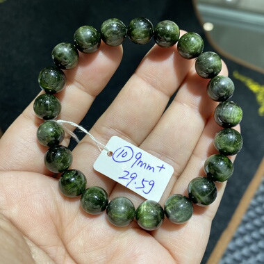 天然水晶绿透辉石手链男女款带猫眼手串圆珠