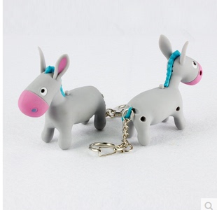 卡通小驴子LED发光发声钥匙扣创意礼品汽车挂件电筒小毛驴钥匙链