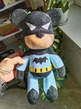 蝙蝠侠粘钻熊摆件么么熊白色熊15寸35厘米DIY手办镶钻贴钻暴力熊