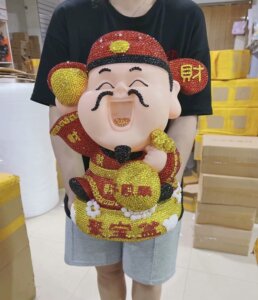 粘钻招财进宝财神爷摆件客