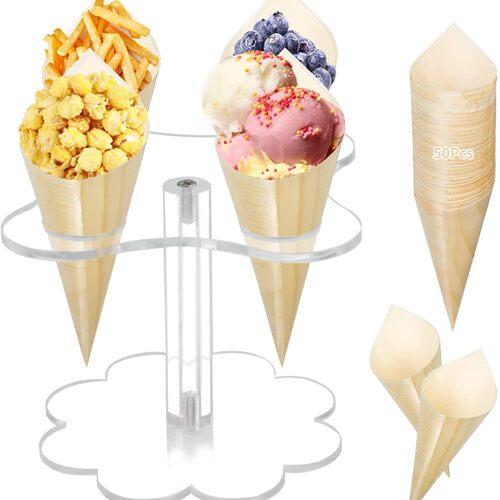 4孔透明亚克力甜筒冰淇淋架2层婚礼生日派对ice cream stand